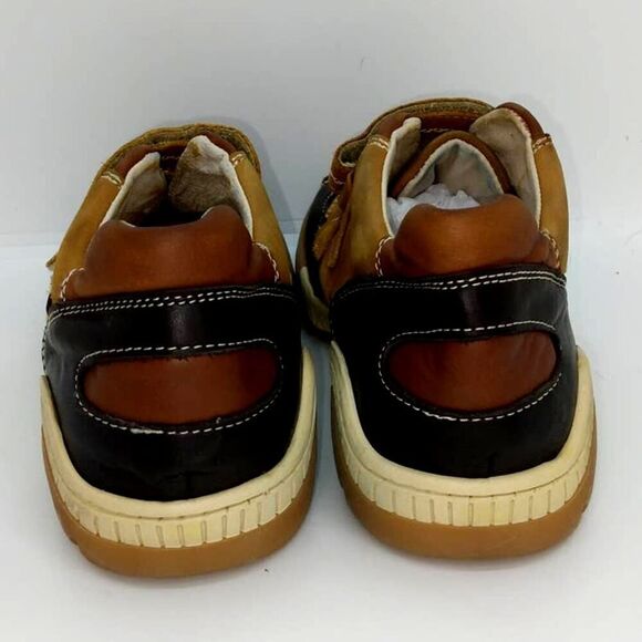 BMS London Boy's Pre-owned Two Tone Brown Leather Velcr@ Strap Sneakers - sz. 4 - Picture 4 of 5
